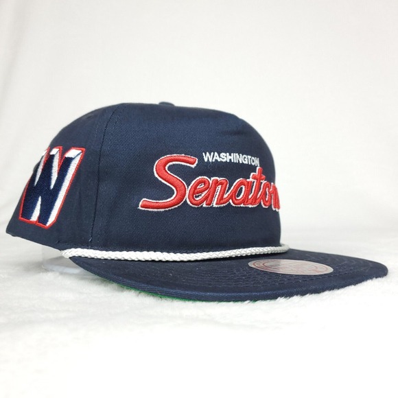 Washington Senators Mitchell & Ness MLB Slouch Snapback Hat Cap 3D Logo Navy NWT - Picture 3 of 8